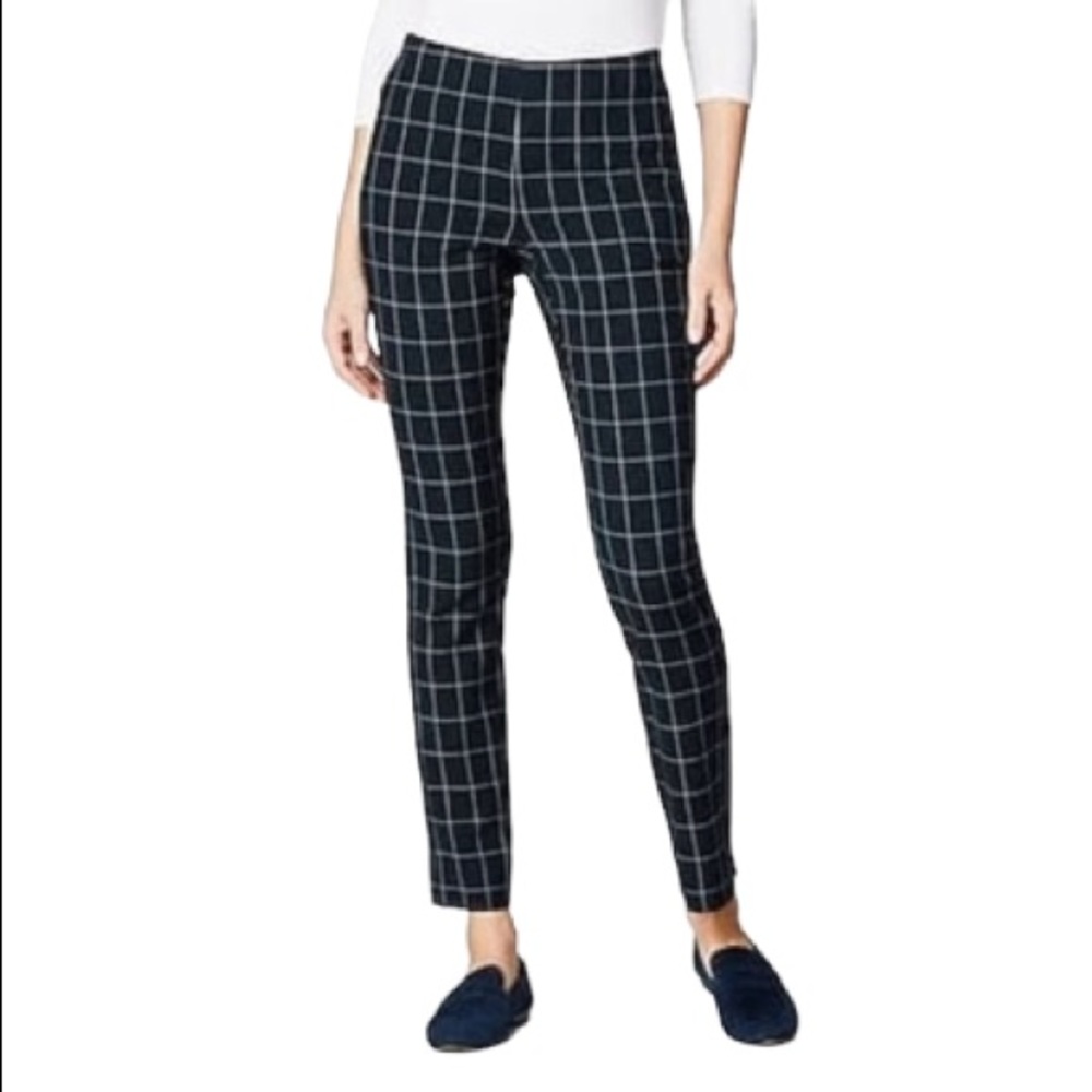 J.Jill the‎ essential cotton pull on windowpane navy leggings size 12